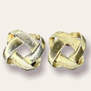 Vintage Button Earrings Antiqued Gold Tone Celtic Solomon's Knot Studs